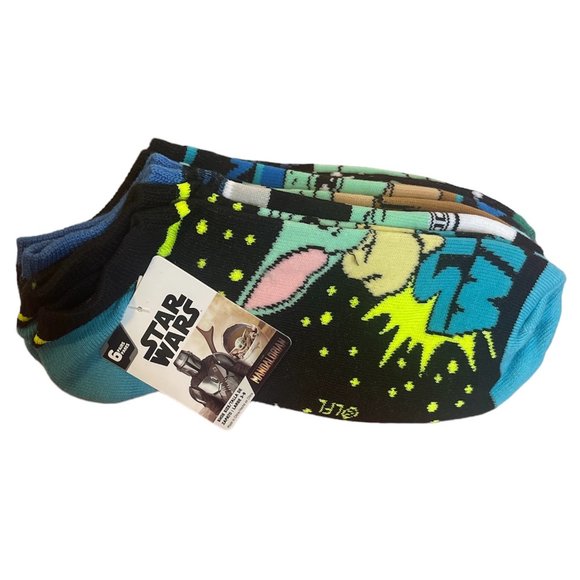 Star Wars Mandalorian Baby Grogu Baby Yoda 6 Pack No Show Socks Unisex L… - Picture 1 of 4
